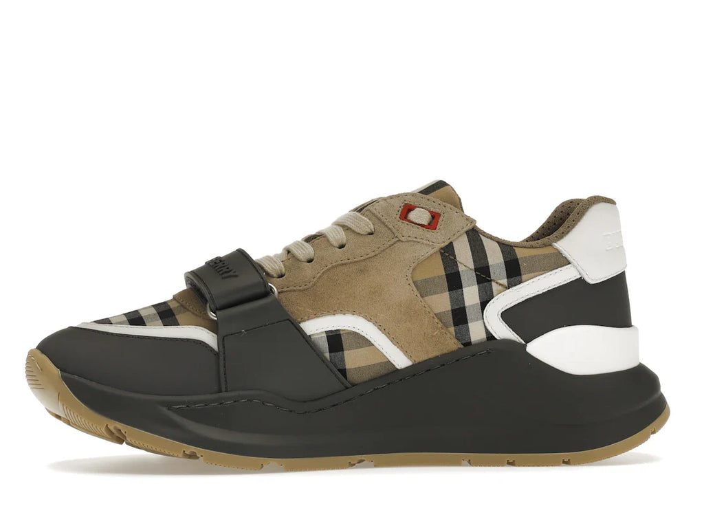 Burberry Ramsey Vintage Check Wildleder-Sneaker Grau Archiv Beige