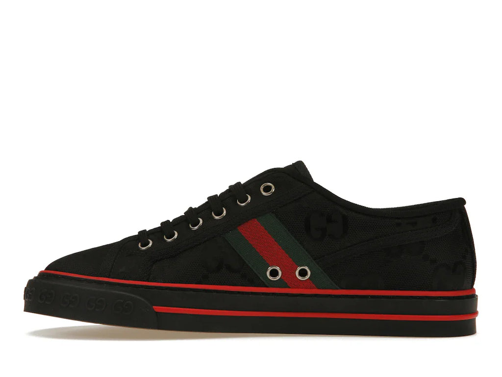 Gucci Off The Grid Tennis 1977 Low ECONYL Schwarz GG Grün Rot