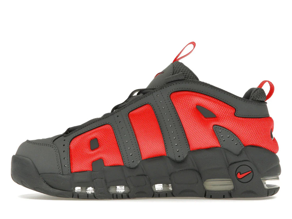 Nike Air More Uptempo Low Dunkelgrau Hellkarmesinrot