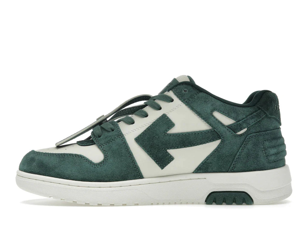 OFF-WHITE Out Of Office "OOO" Low Tops Jet Green Ecru Wildleder