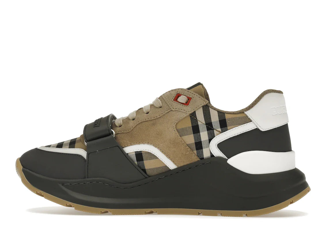 Burberry Ramsey Vintage Check Wildleder-Sneaker Grau Archiv Beige