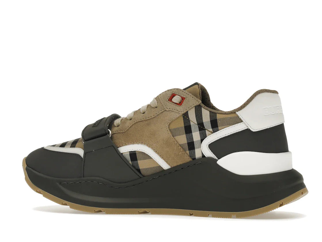 Burberry Ramsey Vintage Check Wildleder-Sneaker Grau Archiv Beige