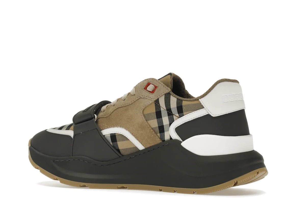Burberry Ramsey Vintage Check Wildleder-Sneaker Grau Archiv Beige