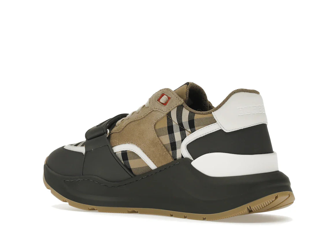 Burberry Ramsey Vintage Check Wildleder-Sneaker Grau Archiv Beige