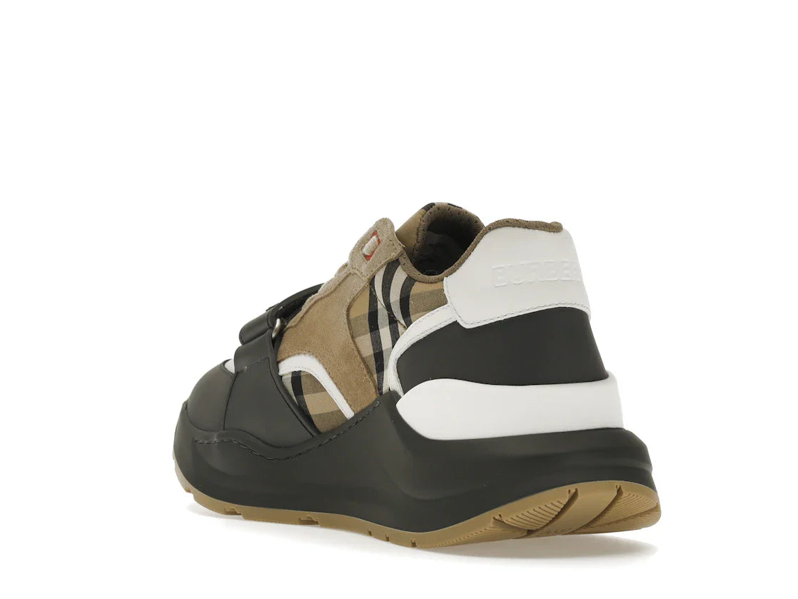 Burberry Ramsey Vintage Check Wildleder-Sneaker Grau Archiv Beige