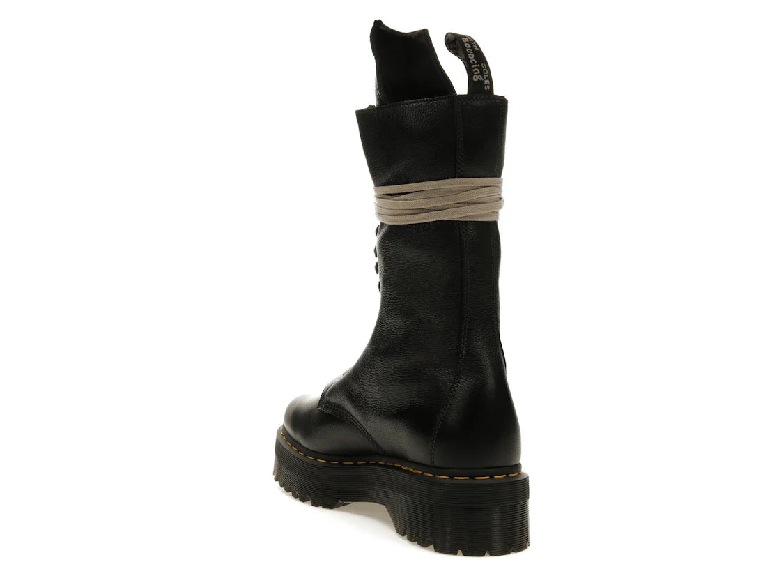 Dr. Martens 1918 Quad Ledersohle, wadenlanger Stiefel, Rick Owens, Schwarz