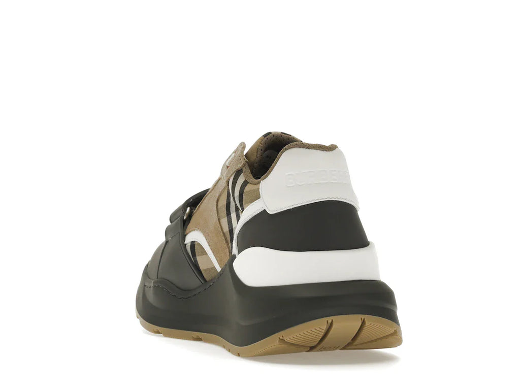 Burberry Ramsey Vintage Check Wildleder-Sneaker Grau Archiv Beige