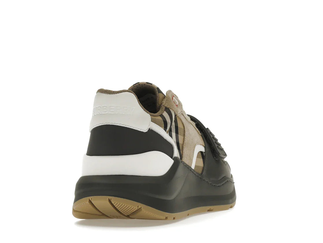 Burberry Ramsey Vintage Check Wildleder-Sneaker Grau Archiv Beige