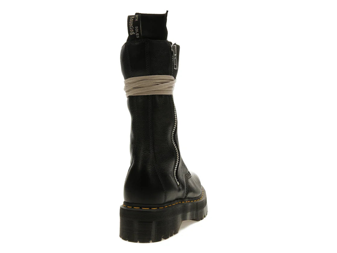 Dr. Martens 1918 Quad Ledersohle, wadenlanger Stiefel, Rick Owens, Schwarz
