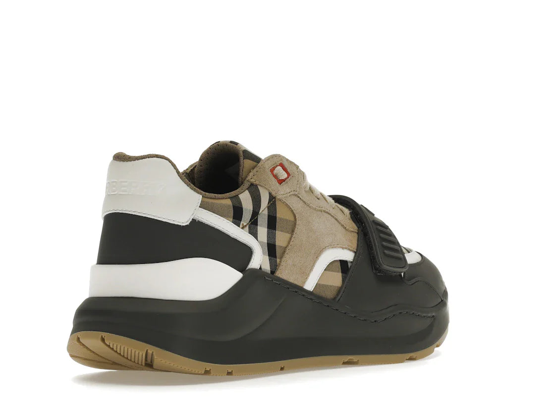 Burberry Ramsey Vintage Check Wildleder-Sneaker Grau Archiv Beige