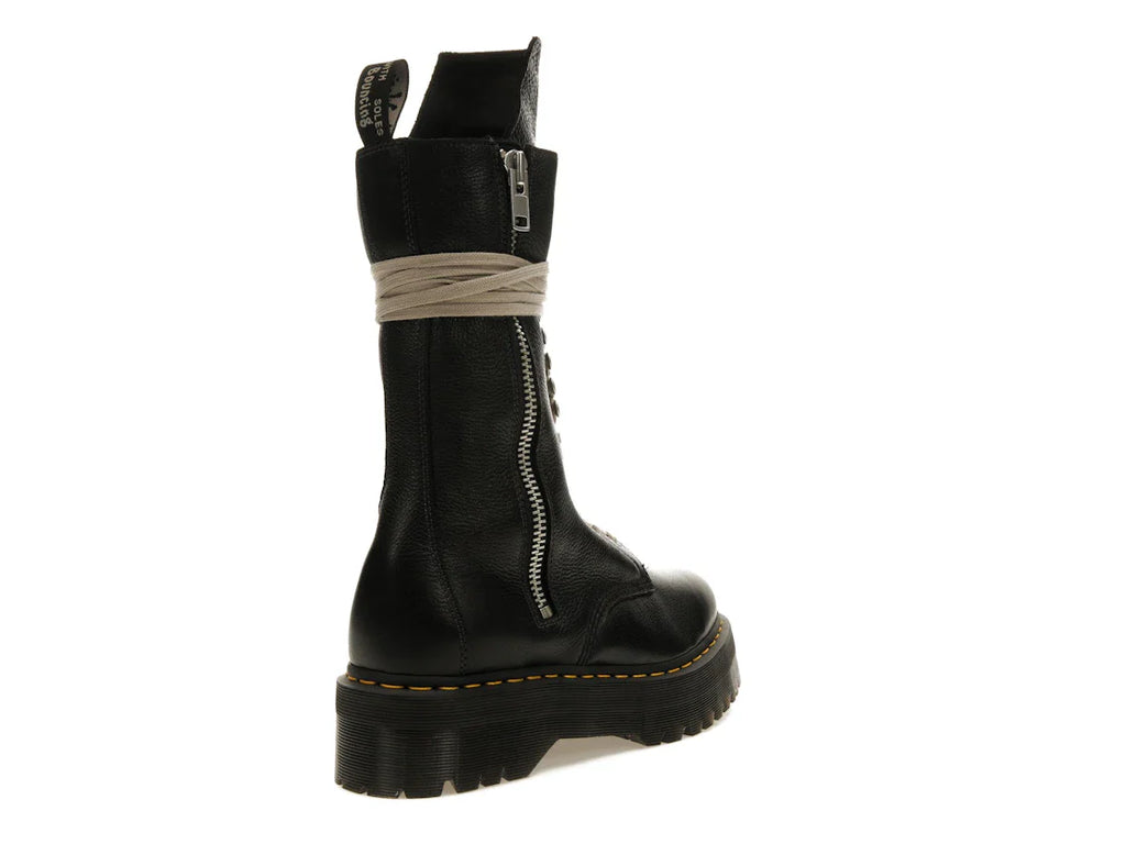 Dr. Martens 1918 Quad Ledersohle, wadenlanger Stiefel, Rick Owens, Schwarz