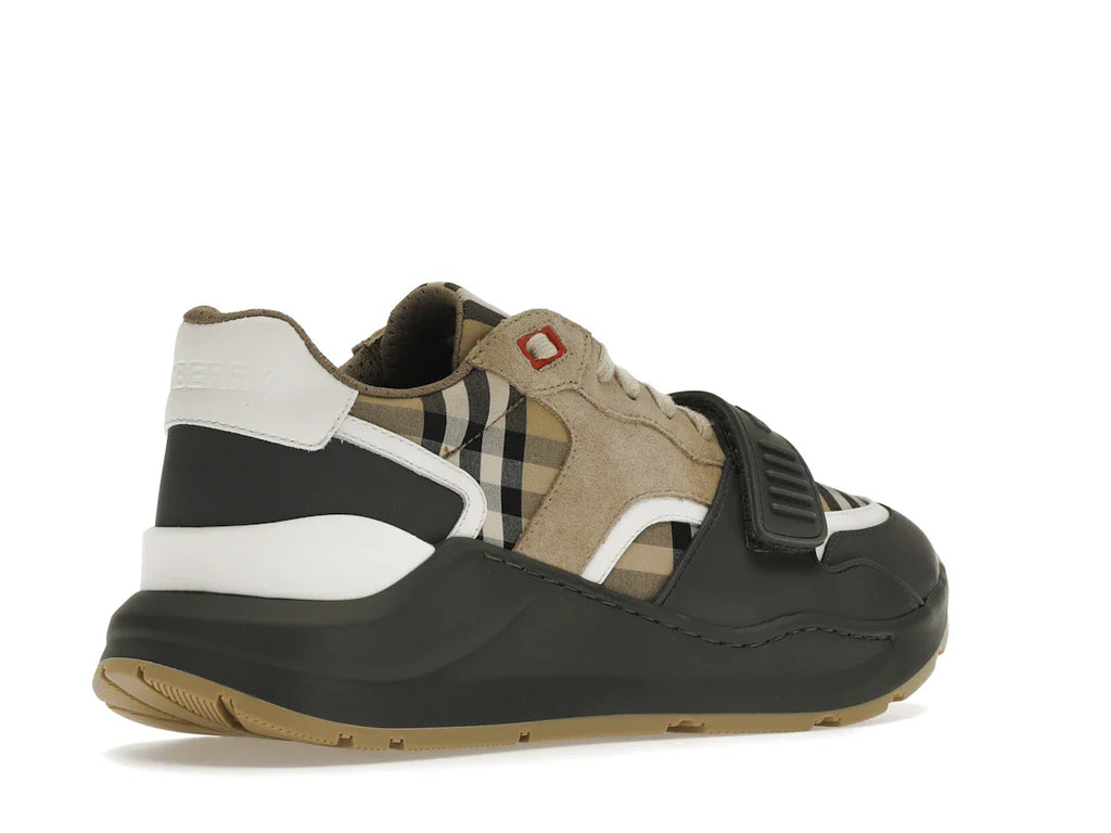 Burberry Ramsey Vintage Check Wildleder-Sneaker Grau Archiv Beige
