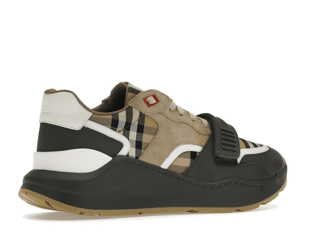 Burberry Ramsey Vintage Check Wildleder-Sneaker Grau Archiv Beige