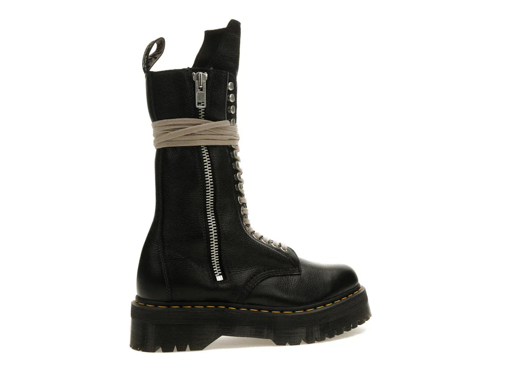Dr. Martens 1918 Quad Ledersohle, wadenlanger Stiefel, Rick Owens, Schwarz