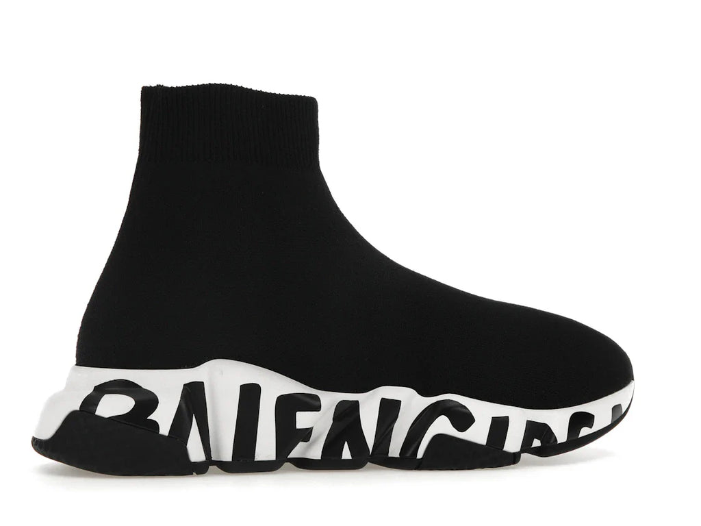 Balenciaga Speed Graffiti Sneaker Weiß Schwarzes Logo (Damen)