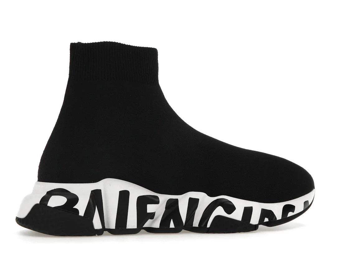 Balenciaga Speed Graffiti Sneaker Weiß Schwarzes Logo (Damen)