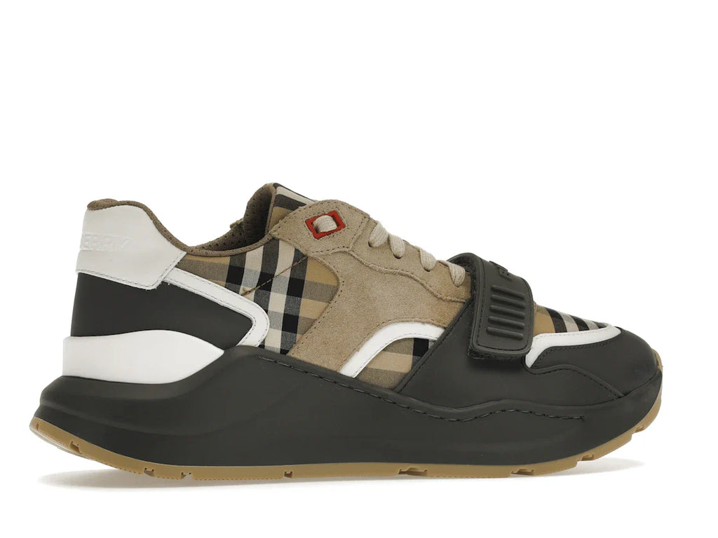 Burberry Ramsey Vintage Check Wildleder-Sneaker Grau Archiv Beige