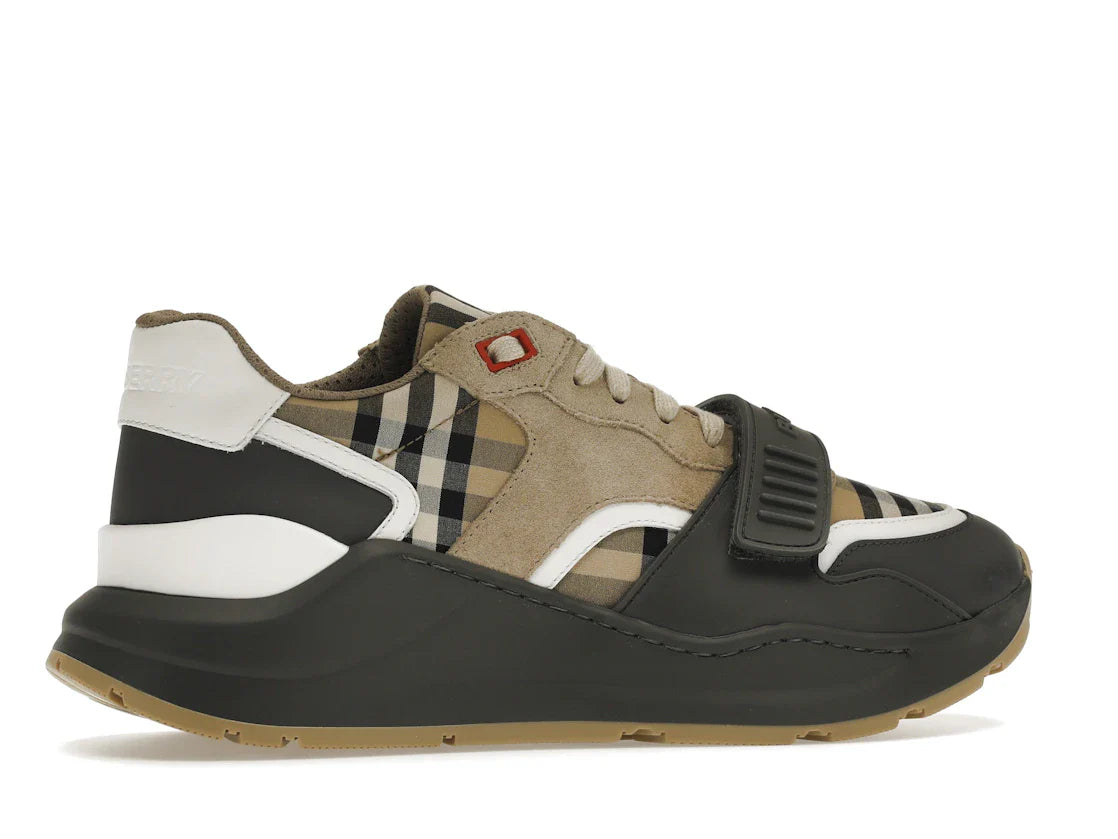 Burberry Ramsey Vintage Check Wildleder-Sneaker Grau Archiv Beige