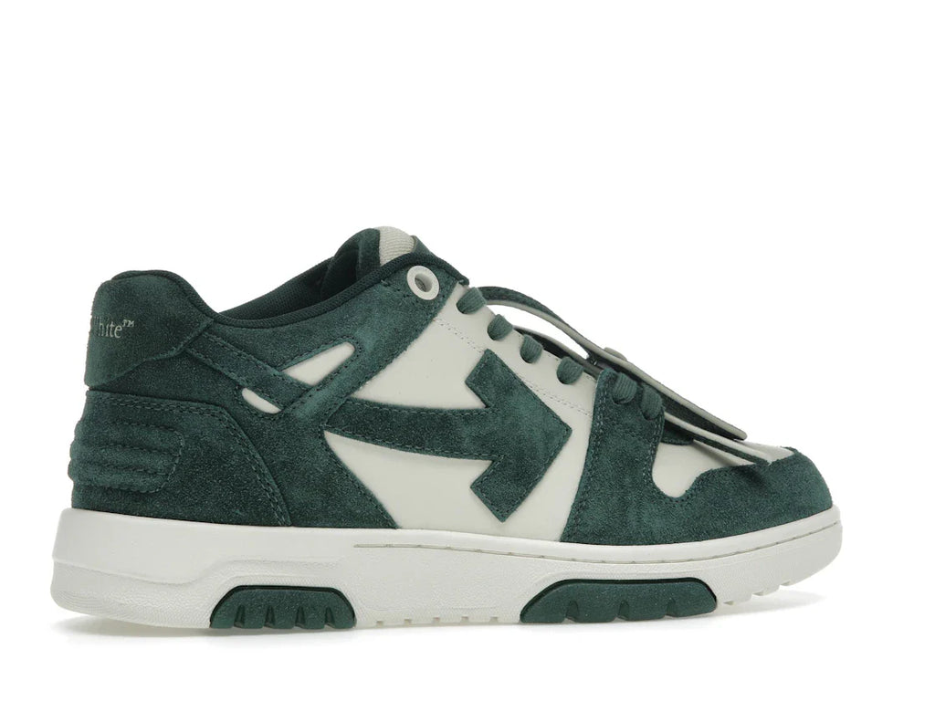 OFF-WHITE Out Of Office "OOO" Low Tops Jet Green Ecru Wildleder