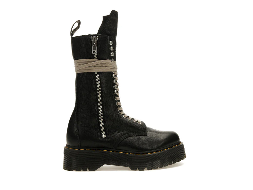 Dr. Martens 1918 Quad Ledersohle, wadenlanger Stiefel, Rick Owens, Schwarz