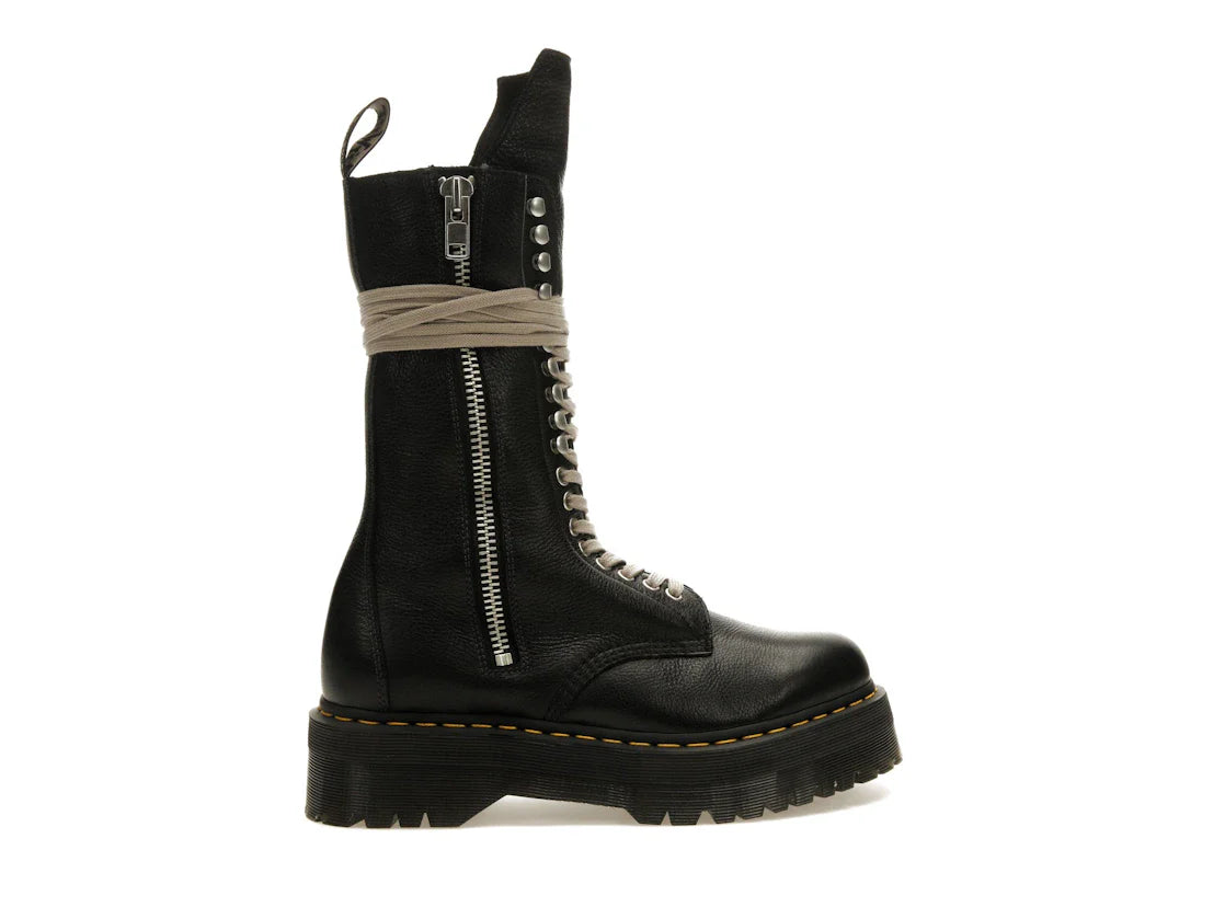 Dr. Martens 1918 Quad Ledersohle, wadenlanger Stiefel, Rick Owens, Schwarz
