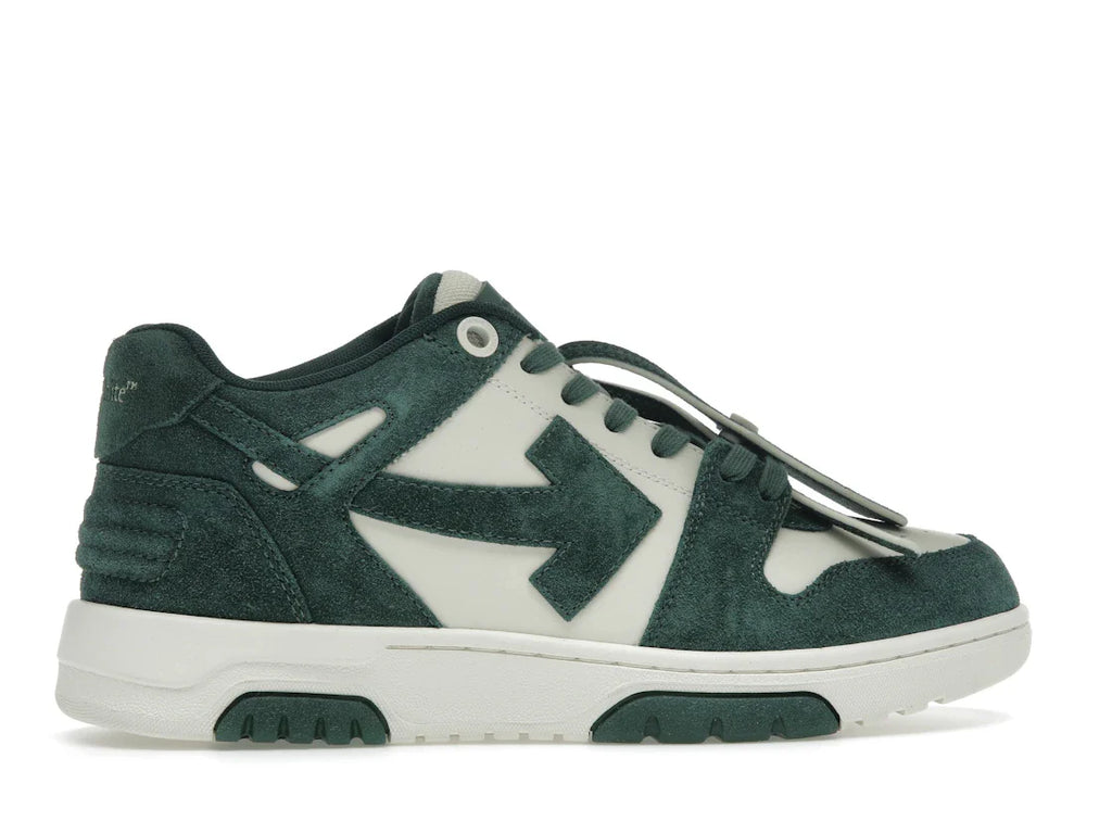 OFF-WHITE Out Of Office "OOO" Low Tops Jet Green Ecru Wildleder