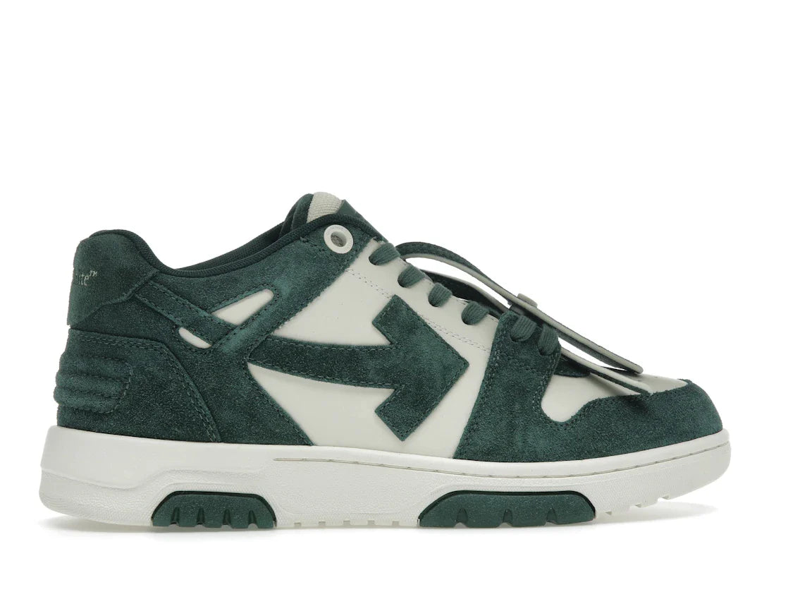 OFF-WHITE Out Of Office "OOO" Low Tops Jet Green Ecru Wildleder