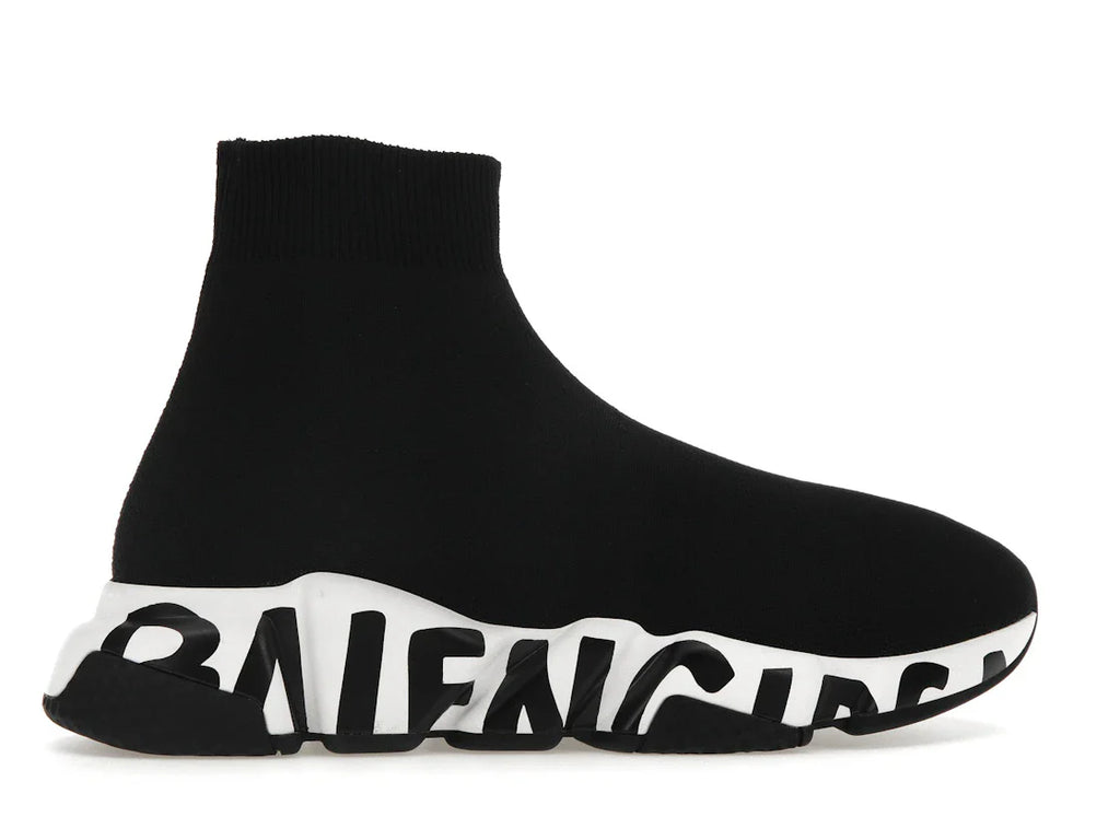 Balenciaga Speed Graffiti Sneaker Weiß Schwarzes Logo (Damen)