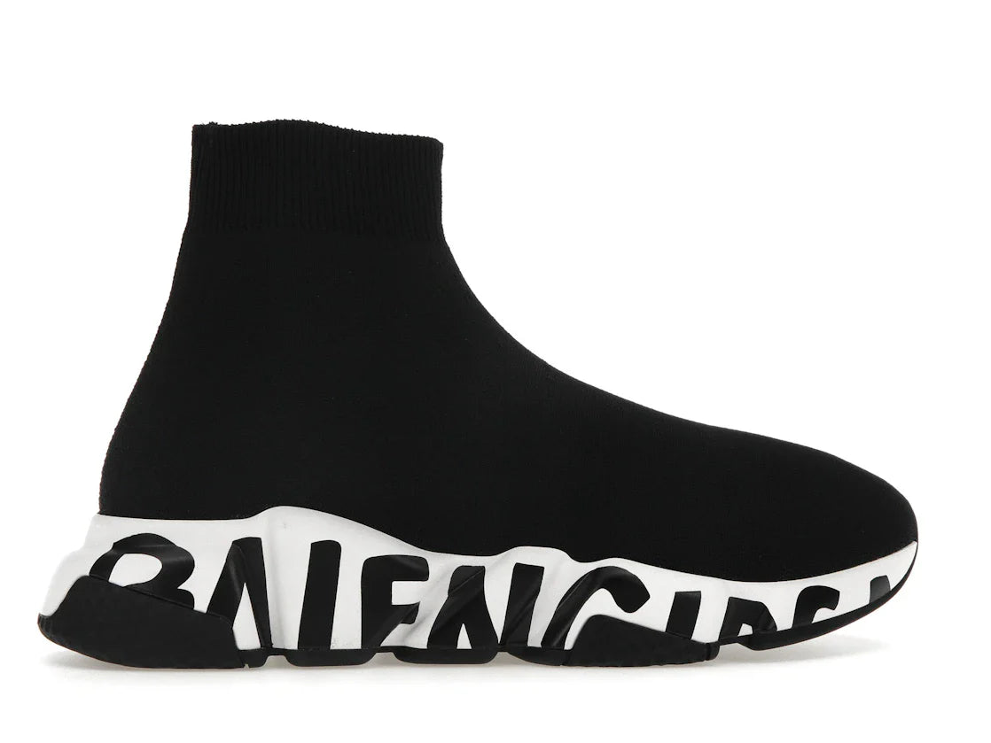 Balenciaga Speed Graffiti Sneaker Weiß Schwarzes Logo (Damen)