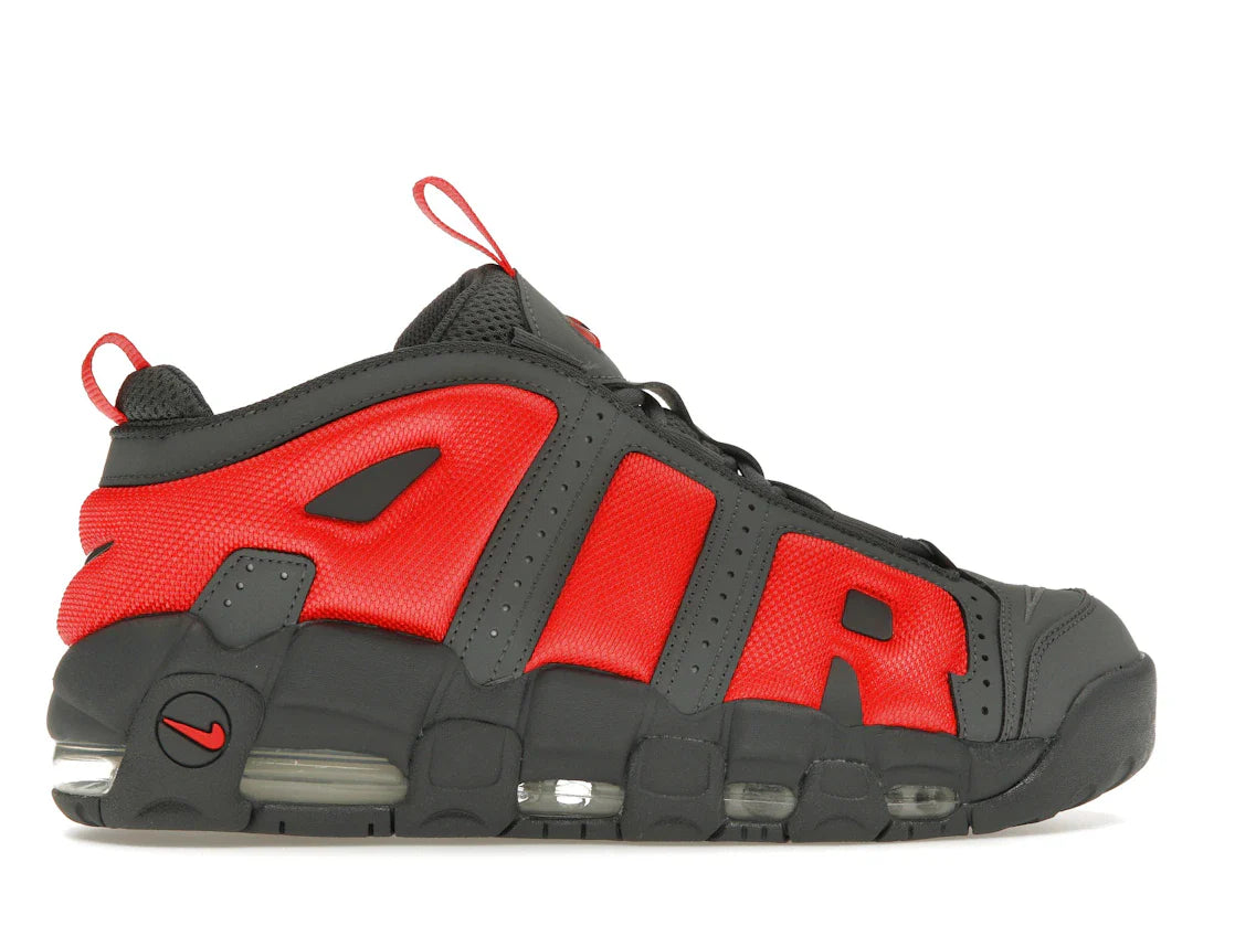 Nike Air More Uptempo Low Dunkelgrau Hellkarmesinrot
